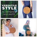 Tan Round Rattan Crossbody Bag for Women | Chic Winery Outfit Handbag & Vineyard Travel Accessory