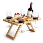 Folding Wine Picnic Table with Charcuterie Board