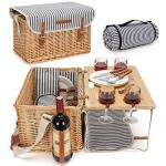Wine Picnic Basket for 4 with Blanket & Table
