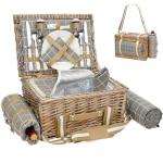 Wicker Picnic Basket Set for 2 with Blanket