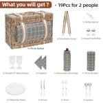Wicker Picnic Basket Set for 2 with Blanket
