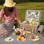 Wicker Picnic Basket Set for 2 with Blanket