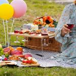 Wine Picnic Basket for 4 with Blanket & Table