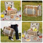 Wicker Picnic Basket Set for 2 with Blanket
