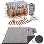 Wine Picnic Basket for 4 with Blanket & Table