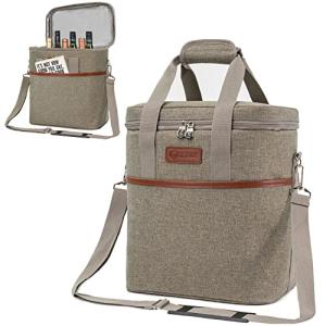 Insulated 6 Bottle Wine Carrier Tote Bag