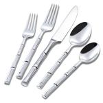 Bamboo Handle Silverware Set for 4: 20 Pieces