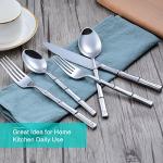 Bamboo Handle Silverware Set for 4: 20 Pieces