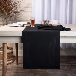 Black Faux Linen Table Runner for Wine Events