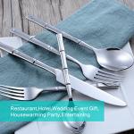 Bamboo Handle Silverware Set for 4: 20 Pieces