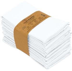 Set of 12 Cotton Blend Table Napkins - White