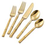 Gold Bamboo Pattern Flatware Set for 4