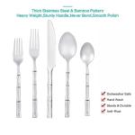 Bamboo Handle Silverware Set for 4: 20 Pieces