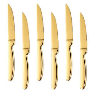 Gold Stainless Steel Steak Knife Set of 6