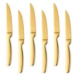 Gold Stainless Steel Steak Knife Set of 6