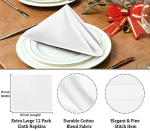 Set of 12 Cotton Blend Table Napkins - White