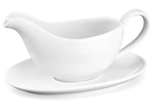 Yedio 18 oz White Ceramic Gravy Boat Set
