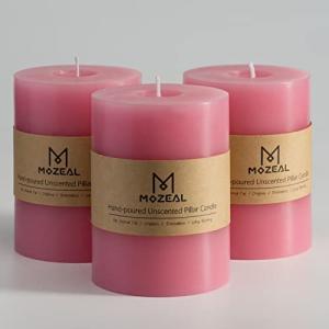 Rustic Pink Dripless Pillar Candle Set of 3