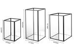 Set of 3 Black Glass Candle Holders