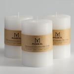 Rustic White Pillar Candles Set of 3