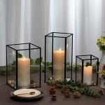 Set of 3 Black Glass Candle Holders