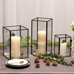 Set of 3 Black Glass Candle Holders