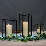 Set of 3 Black Glass Candle Holders