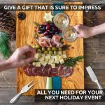 Olive Wood Cheese Board Set with Blue Resin