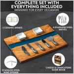 Olive Wood Cheese Board Set with Blue Resin