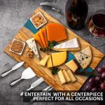 Olive Wood Cheese Board Set with Blue Resin