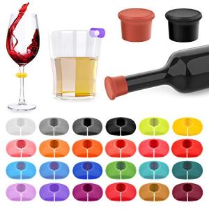 26 Wine Glass Charms and Bottle Stopper Set