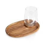 Toscana Acacia Wood Wine Appetizer Plate Set