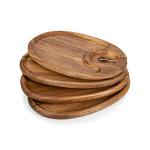 Toscana Acacia Wood Wine Appetizer Plate Set