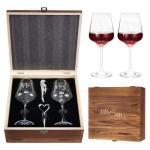 Mr & Mrs Wedding Wine Glasses Set with Keepsake Box