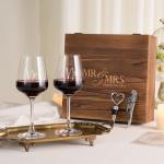 Mr & Mrs Wedding Wine Glasses Set with Keepsake Box