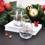 Christmas Stemless Wine Glasses Set of 2