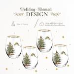 Set of 4 Spode Christmas Tree Stemless Wine Glasses