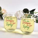 Christmas Stemless Wine Glasses Set of 2