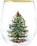 Set of 4 Spode Christmas Tree Stemless Wine Glasses