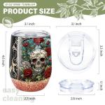 Gothic Skull and Roses Wine Travel Tumbler
