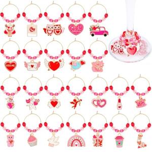 24pc Valentine's Wine Charms for Glasses