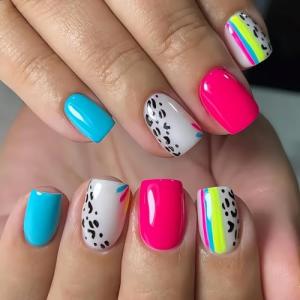 Black Leopard Print Short Press-On Nails Set