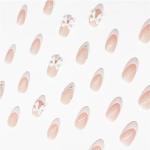 24Pcs Almond French Tip Press On Nails Set
