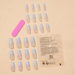 Square Blue Shiny Full Cover Acrylic Nails 24PCS