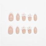 24Pcs Almond French Tip Press On Nails Set