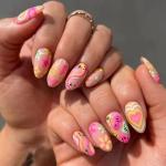 Colorful Almond Press-On Nails with Fun Designs