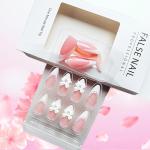24Pcs Almond French Tip Press On Nails Set