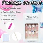 24Pcs Almond French Tip Press On Nails Set