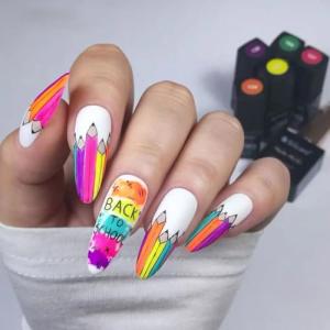 Back to School Matte Almond Press-On Nails 24Pcs