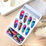 Colorful Starry Sky Press-On Nails – 24 Pcs